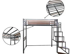 Enfant Habitat Et Jardin Lit mezzanine en métal avec escalier