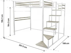 Enfant Habitat Et Jardin Lit mezzanine en métal avec escalier