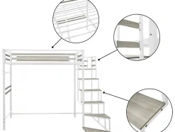 Enfant Habitat Et Jardin Lit mezzanine en métal avec escalier
