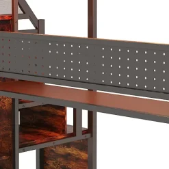 ModernLuxe Lit mezzanine en métal 90x200 cm avec armoire et bureau - avec LED - compartiments de rangement - noir (sans matelas) Clearance