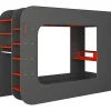 Vente-unique Lit mezzanine gamer 90 x 200 cm - Avec bureau et rangements - Avec LEDs - Anthracite et rouge - WARRIOR