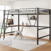 Urban Meuble Lit mezzanine métallique noir avec bureau en L et étagère 90x200cm New