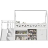 ModernLuxe Lit mezzanine multifonctionnel 90x200 cm en bois et MDF - avec toboggan, escalier et casiers - Blanc(sans matelas) Online