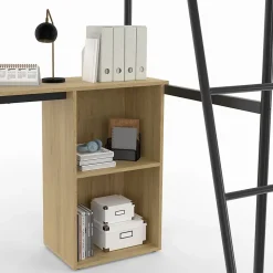 IDMarket Lit mezzanine simple DETROIT avec bureau et rangements 90 x 190 cm design industriel Discount