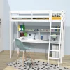 Weber Industries Lit mezzanine STUDIO 90x190 + 1 sommier + caisson 3 tiroirs + bureau + étagère / Blanc New