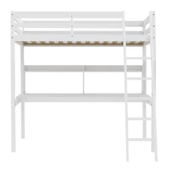 Weber Industries Lit mezzanine STUDIO 140x190 + 1 sommier + bureau + étagère / Blanc Hot