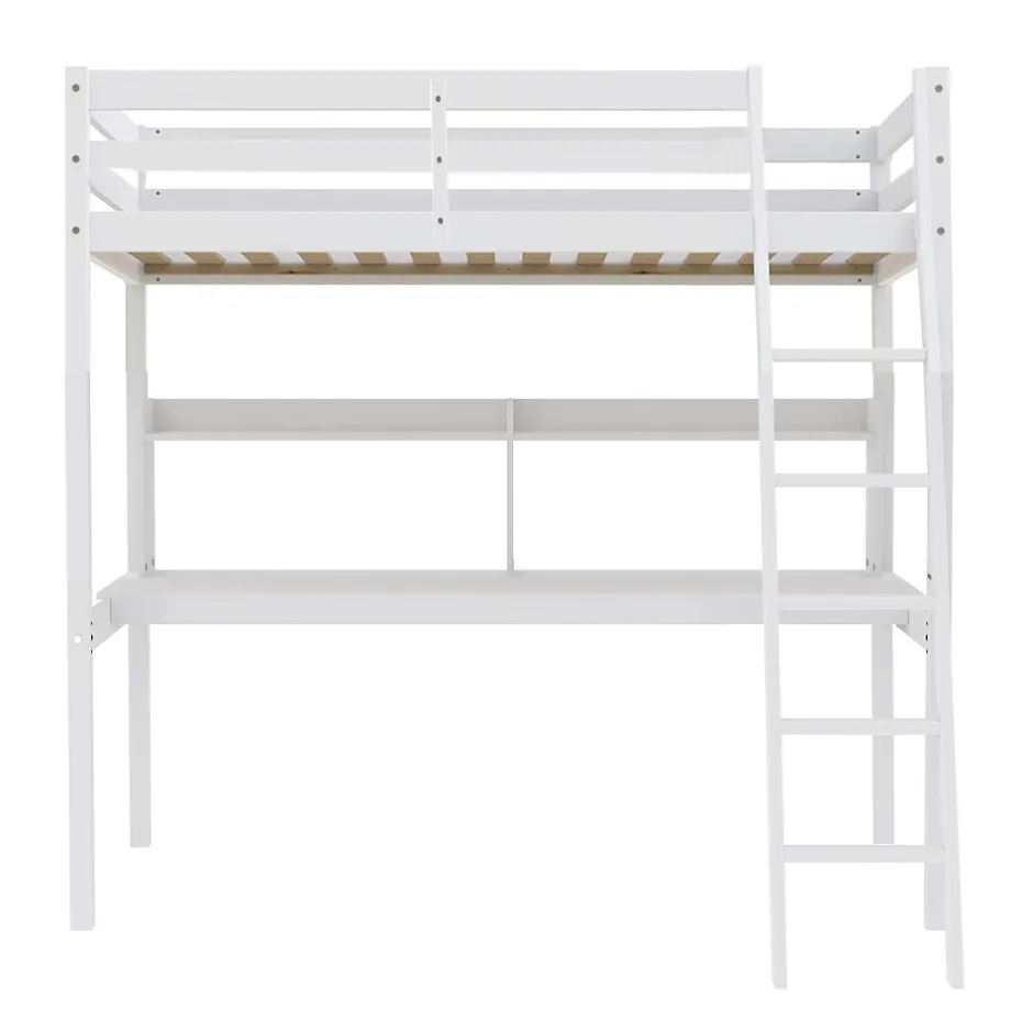 Weber Industries Lit mezzanine STUDIO 140x190 + 1 sommier + bureau + étagère / Blanc Hot