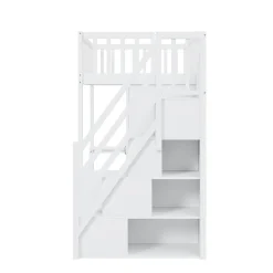 Okwish Lit Mezzanine 90x200 - Lit Enfant avec Bureau, Armoire et Rangements Intégrés, Design Pratique et Moderne, Bois Blanc Sale