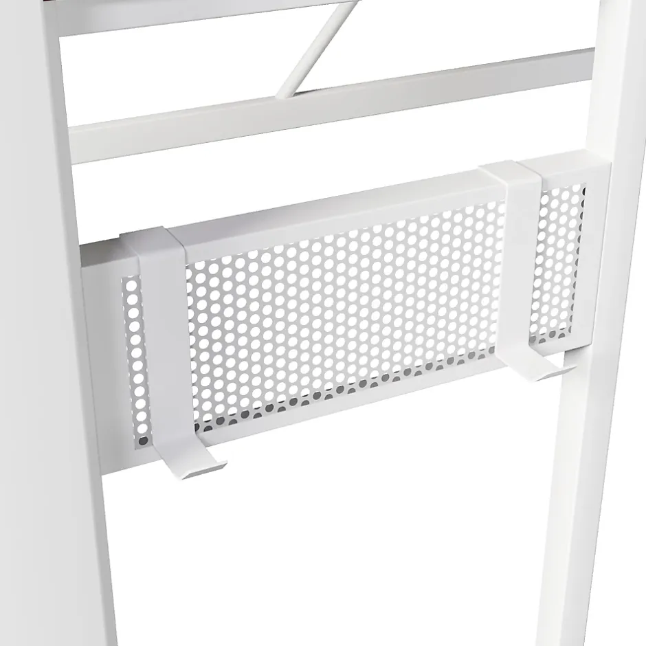 Okwish Lit Mezzanine 90x200 cm - Bureau Intégré, Éclairage LED Réglable et Panneau Perforé - USB, Type-C et 2 Prises - Métal + MDF Blanc Outlet