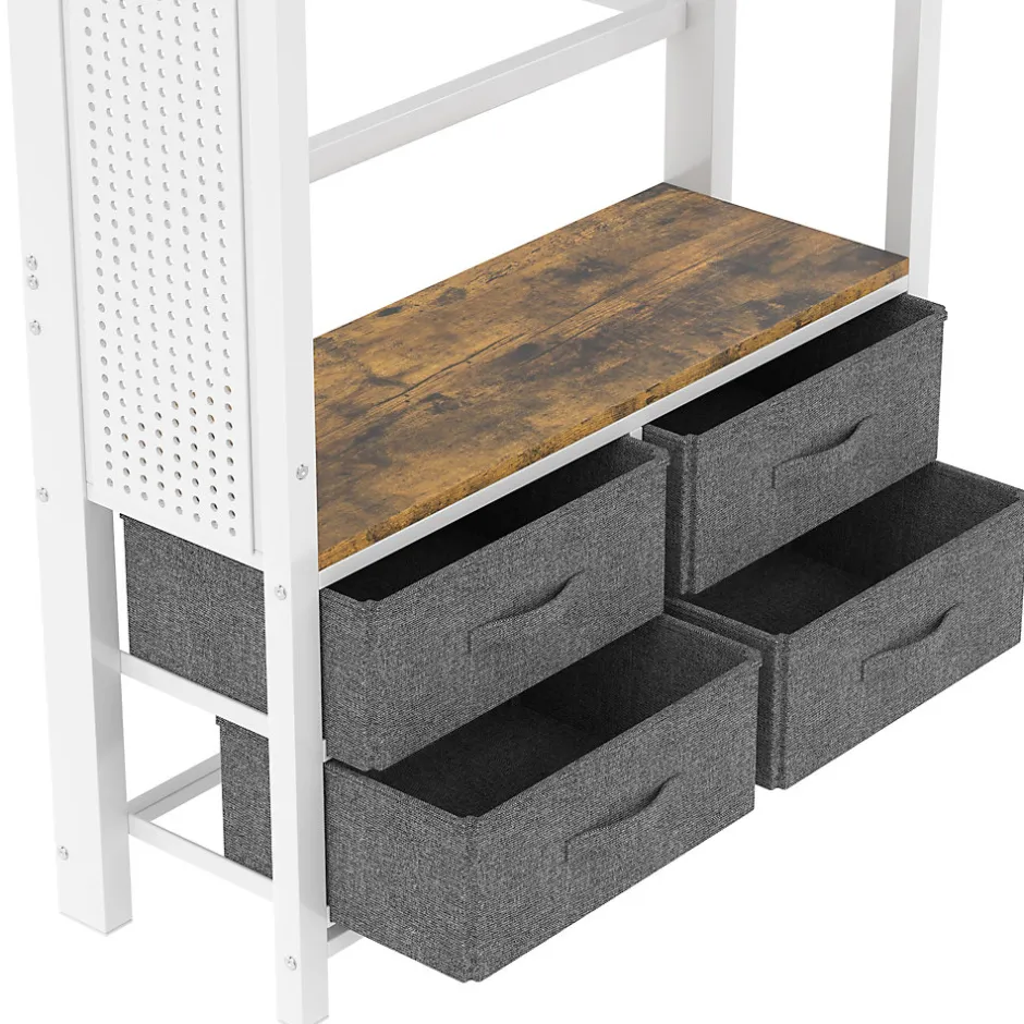 Okwish Lit Mezzanine 90x200 cm - Lit Déco avec Bureau et Rangement - Métal et MDF - Sans Matelas - Blanc