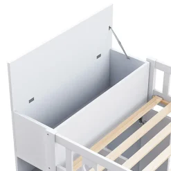 Okwish Lit Mezzanine 90x200 cm - Lit enfant avec Échelle et Rangement, Lit Combiné avec Espace de Rangement, Bois Massif - Blanc Online