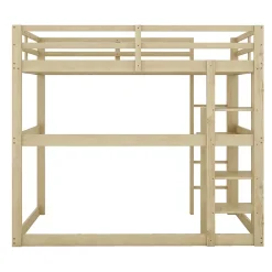 Okwish Lit Mezzanine 140x200 cm - Lit en Bois avec Bureau et 4 Compartiments de Rangement, Lit en Pin Naturel, Sans Matelas Best