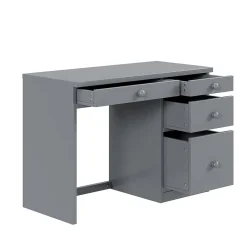 Okwish Lit Mezzanine 90x200 cm - Lit enfant avec Bureau et Rangement, Lit Combiné en Bois de Pin Gris, Sans Matelas