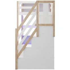 ModernLuxe Lit mezzanine 90x200 cm avec armoire et bureau - avec escalier et prises électriques - LED - naturel (sans matelas)