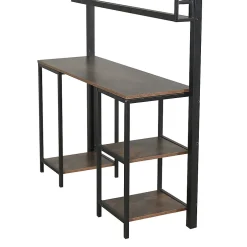 ModernLuxe Lit mezzanine 120x200 cm avec bureau et étagère - escaliers avec rampes - Métal+panneaux de particules - Noir (sans matelas)