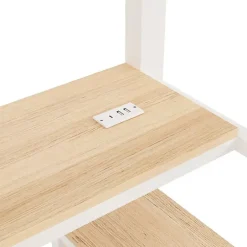 ModernLuxe Lit mezzanine 140x200 cm avec LED - avec penderie et bureau - 2 ports USB + 1 port Type-C - blanc (matelas non inclus) Hot