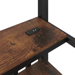 ModernLuxe Lit mezzanine 90x200 cm avec LED - avec penderie et bureau - 2 ports USB + 1 port Type-C - noir (matelas non inclus)
