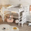 Aapaas Lit mezzanine 140x200 cm blanc avec sommier, echelle, armoire et rangement integre pour chambre d adolescent Online
