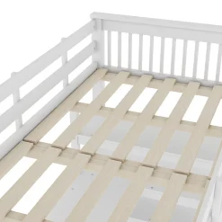 Enfant Aapaas Lit mezzanine 90x200 cm blanc sans matelas avec bureau integre et etageres pour chambre denfant