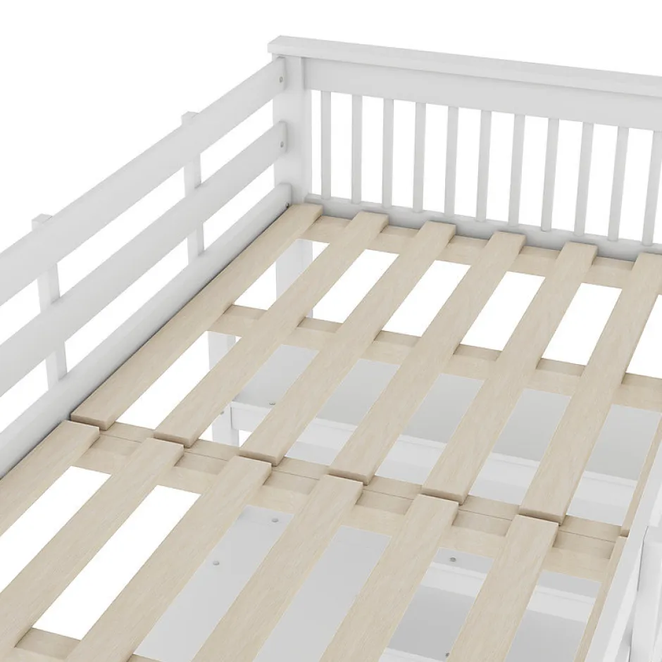 Enfant Aapaas Lit mezzanine 90x200 cm blanc sans matelas avec bureau integre et etageres pour chambre denfant