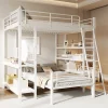 Enfant Aapaas Lit mezzanine 140x200 cm en métal blanc avec étagères de rangement intégrées et structure multifonctionnelle