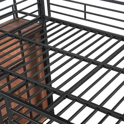 Enfant Aapaas Lit mezzanine 140x200 cm en métal noir avec échelle sécurisée rangement étagères et penderie pour adolescent