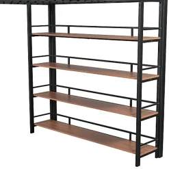 Enfant Aapaas Lit mezzanine 140x200 cm en métal noir avec échelle sécurisée rangement étagères et penderie pour adolescent