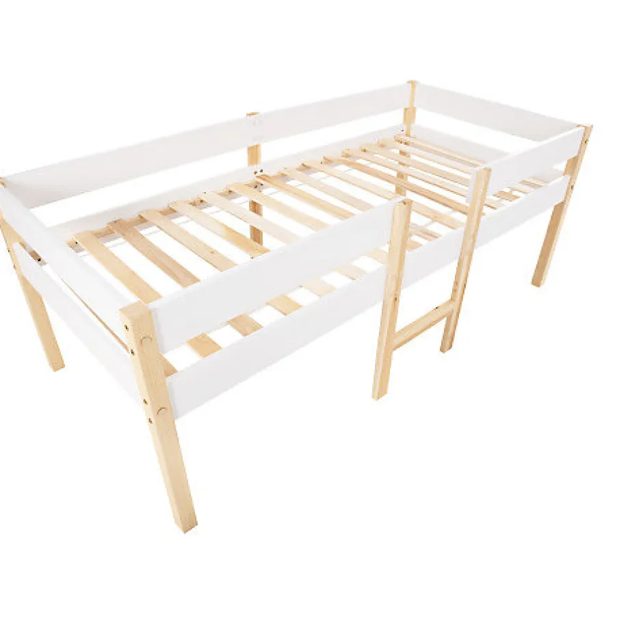 ModernLuxe Lit mezzanine 90x190 cm en pin massif avec tiroirs - Blanc (sans matelas)