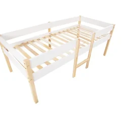 ModernLuxe Lit mezzanine 90x200 cm en pin massif avec tiroirs - Blanc (sans matelas) Online