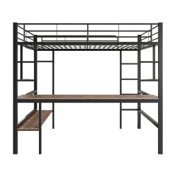 ProximaX Lit mezzanine 90x200 cm métal noir, surélevé avec échelle, bureau et 4 étagères d angle, pour enfants et ados Hot