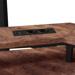 Okwish Lit Mezzanine 140x200 cm-Bureau Intégré, Éclairage LED Réglable et Panneau Perforé, Ports USB, Type-C et 2 Prises - Métal/MDF Noir Online