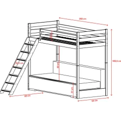Enfant Petits-Meubles Lit mezzanine 90x200 sommier et canape inclus Orlane Blanc et blanc casse