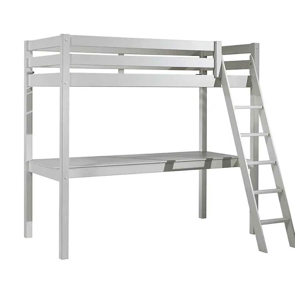 Petits-Meubles Lit Mezzanine 90x200 Sommier Inclus et Bureau Vipack Pino - Blanc Clearance