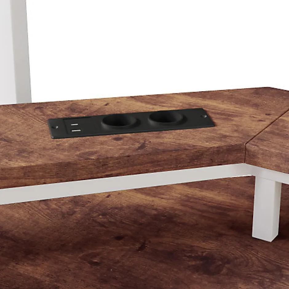 ModernLuxe Lit mezzanine 90x200cm - structure en fer - bureau intégré - LED - USB et prise - blanc (matelas non inclus)