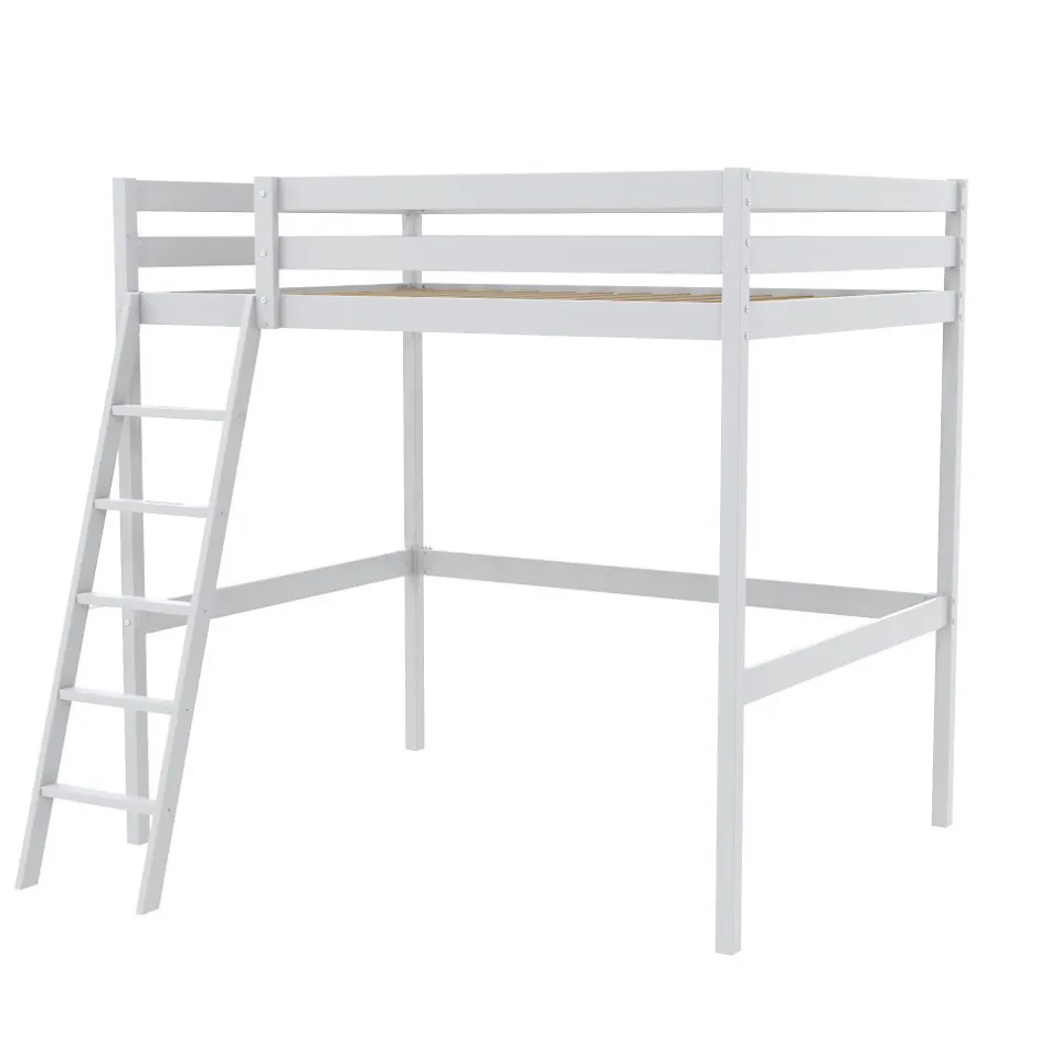 Bb Loisir Lit Mezzanine 140x190cm blanc SALA avec incl. Sommier et échelle