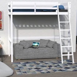 Bb Loisir Lit Mezzanine 140x190cm blanc SALA avec incl. Sommier et échelle