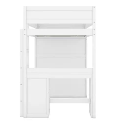 ProximaX Lit mezzanine 90x200cm, lit enfant polyvalent, équipé d'armoire, bureau et tiroirs, échelle, sommier à lattes, pin, blanc Hot