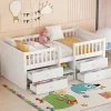Enfant Fortuna lai Lit Mi-Haut 90x200cm, 4 Tiroirs, Échelle, Pin, Sans Matelas, Style Minimaliste, Blanc