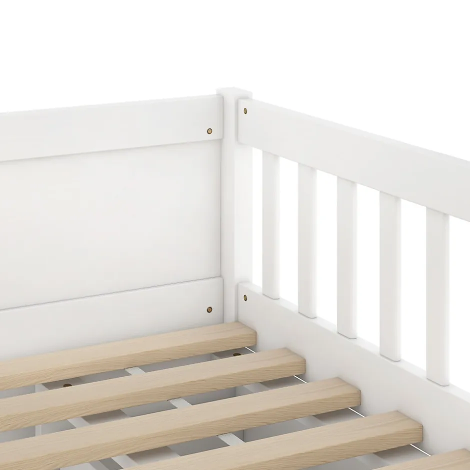 Enfant Fortuna lai Lit Mi-Haut 90x200cm, 4 Tiroirs, Échelle, Pin, Sans Matelas, Style Minimaliste, Blanc
