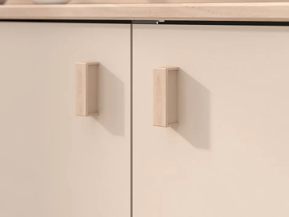 Vente-unique Lit mi-hauteur 90 x 190/200 cm avec rangements - Beige et naturel - LUNOBI Hot