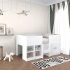 Vente-unique Lit mi-hauteur 90 x 190 cm avec rangements - Coloris : Blanc - BOUTANIO Sale