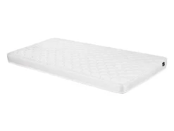 Vente-unique Lit mi-hauteur 90 x 190 cm avec rangement - Pin et MDF - Coloris : Naturel et blanc + Matelas - LANIORI Discount