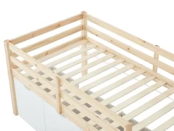 Vente-unique Lit mi-hauteur 90 x 190 cm avec rangement - Pin et MDF - Coloris : Naturel et blanc - LANIORI New