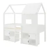 Vente-unique Lit mi-hauteur cabane 90 x 190 cm - Pin et MDF - Blanc - VALESKIA Hot