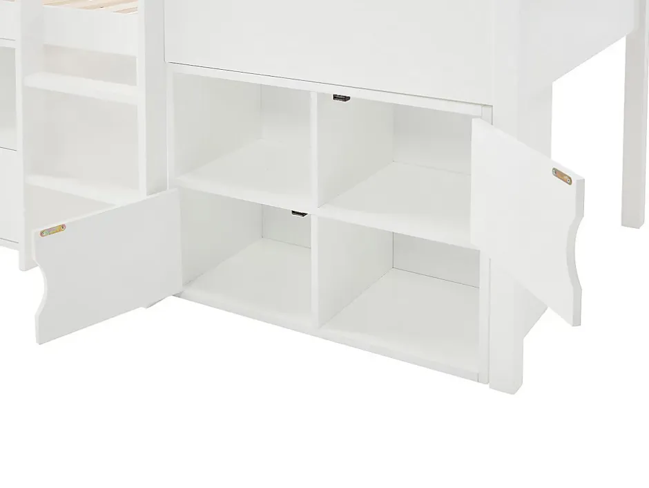 Vente-unique Lit mi-hauteur cabane 90 x 190 cm - Pin et MDF - Blanc - VALESKIA Hot
