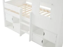 Vente-unique Lit mi-hauteur cabane 90 x 190 cm - Pin et MDF - Blanc - VALESKIA Hot