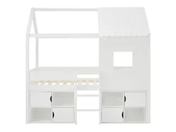 Vente-unique Lit mi-hauteur cabane 90 x 190 cm - Pin et MDF - Blanc - VALESKIA Hot