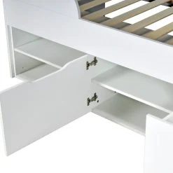 Weber Industries Lit mi-hauteur 90x190 cm ELIO avec sommier et rangements / Blanc