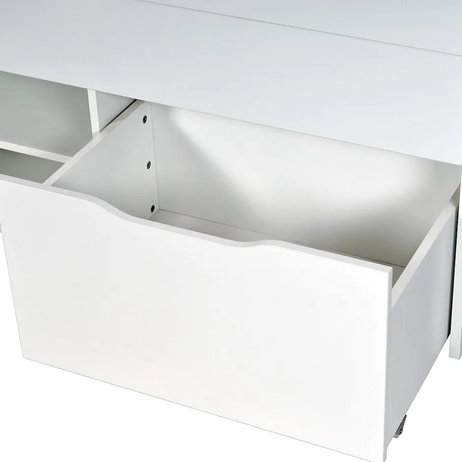 Weber Industries Lit mi-hauteur 90x190 cm ELIO avec sommier et rangements / Blanc