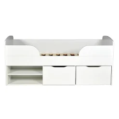 Weber Industries Lit mi-hauteur 90x190 cm ELIO avec sommier et rangements / Blanc